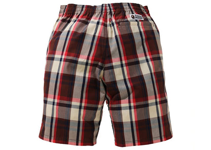 BAPE Check Shorts Red