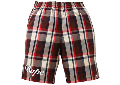 BAPE Check Shorts Red