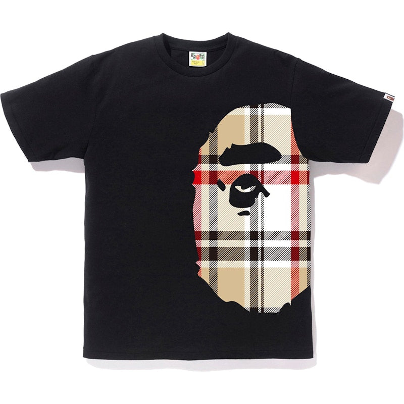 BAPE Check Side Big Ape Head Tee Black/Beige