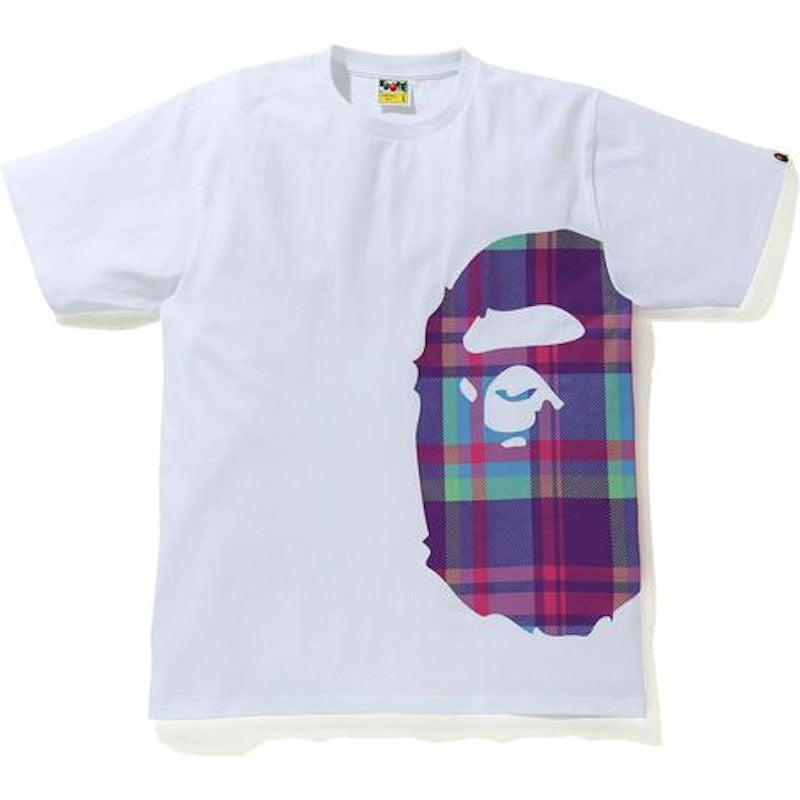 BAPE Check Side Big Ape Head Tee White/Purple