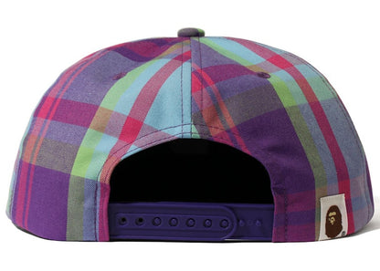 BAPE Check Snap Back Cap Purple