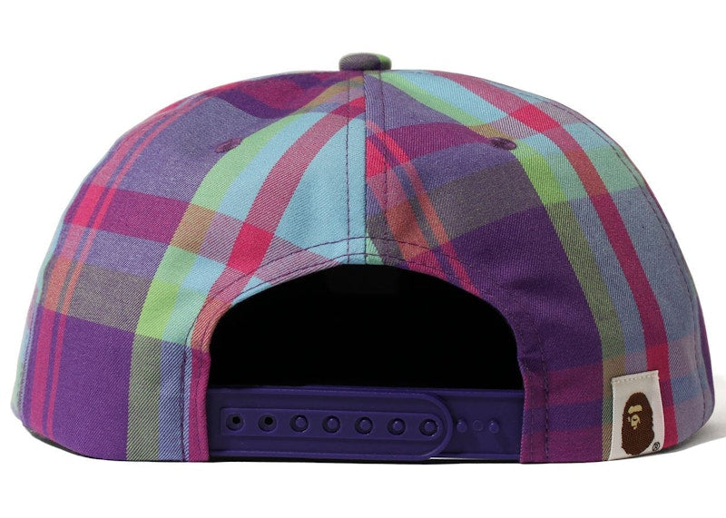 BAPE Check Snap Back Cap Purple