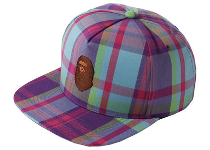 BAPE Check Snap Back Cap Purple