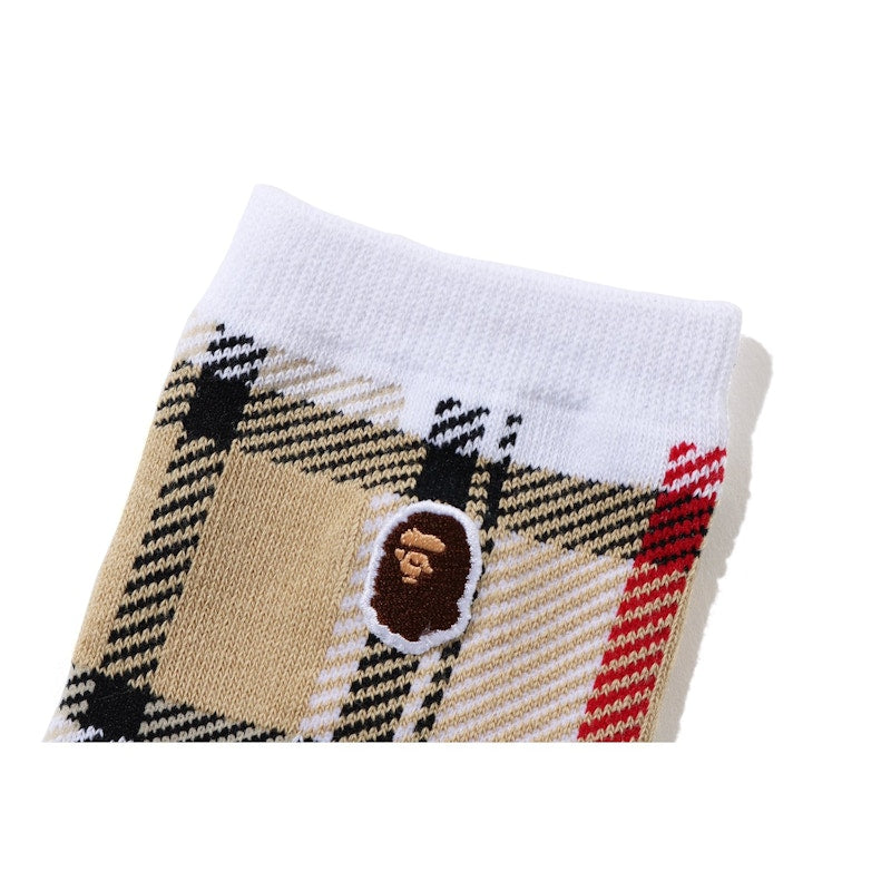 BAPE Check Socks Beige