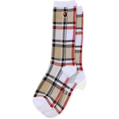 BAPE Check Socks Beige