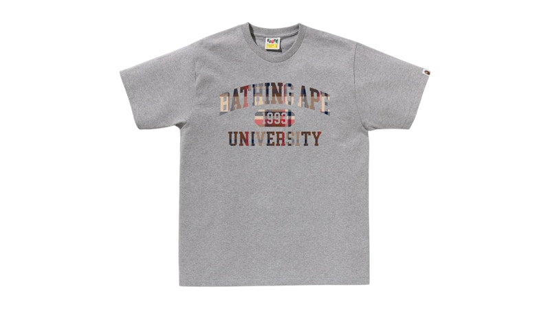 BAPE Check University College Logo Tee Gray
