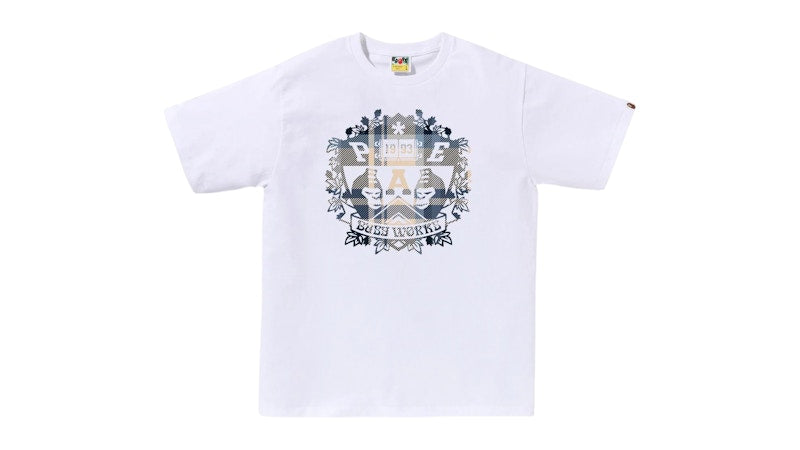 BAPE Check University Emblem Tee White