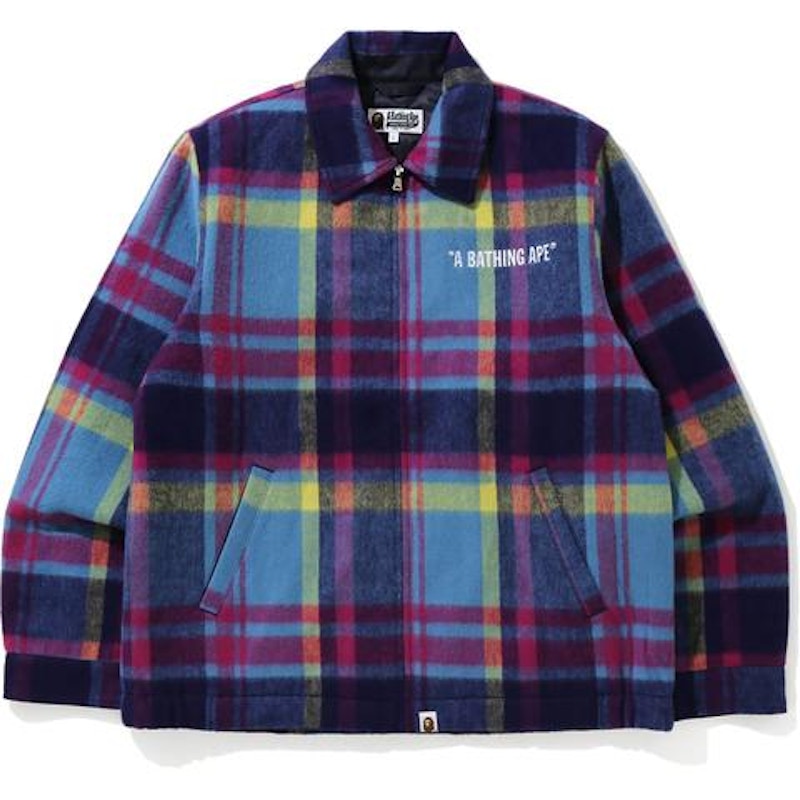 BAPE Check Zip Blouson Jacket Blue