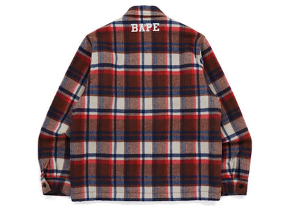 BAPE Check Zip CPO Jacket Red