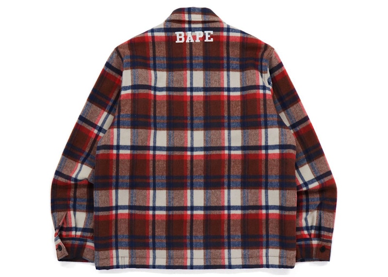 BAPE Check Zip CPO Jacket Red