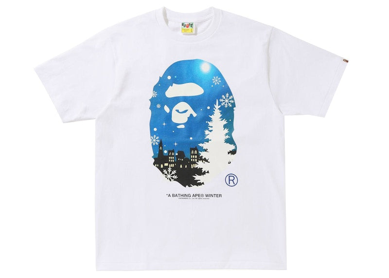 BAPE Christmas Ape Head Glow in the Dark Tee White