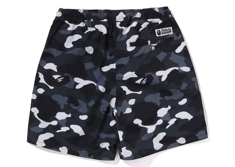 BAPE City Camo Ape Head One Point Beach Shorts Black