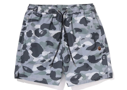 BAPE City Camo Ape Head One Point Beach Shorts Gray