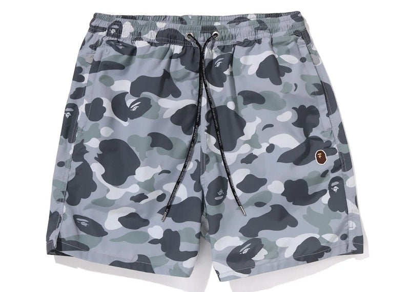 BAPE City Camo Ape Head One Point Beach Shorts Gray