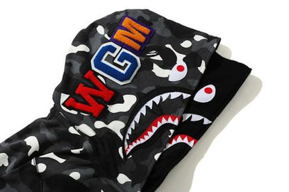 BAPE City Camo Shark Wide Full Zip Double Hoodie Black