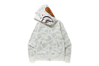 BAPE City Camo Shark Wide Full Zip Double Hoodie Gray