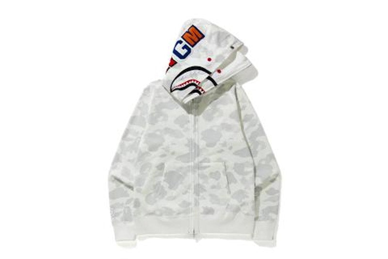 BAPE City Camo Shark Wide Full Zip Double Hoodie Gray