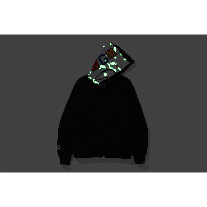 BAPE City Camo Side Shark Full Zip Hoodie Black