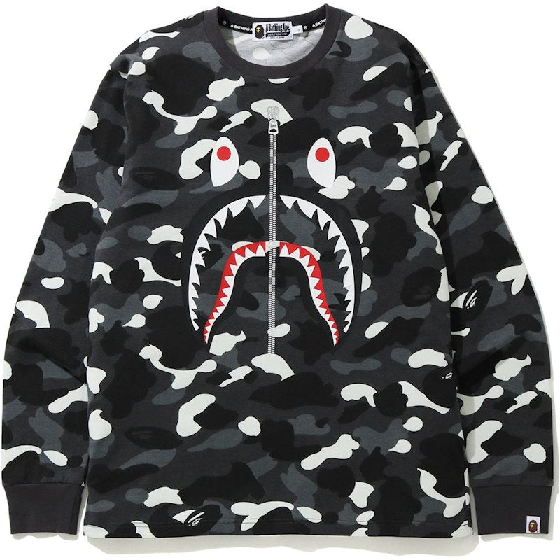 BAPE City Camo WGM Shark L/S Tee Black