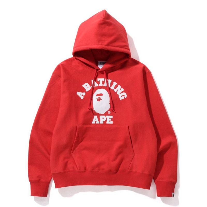 BAPE Classic College Relaxed Fit Pullover Hoodie Red