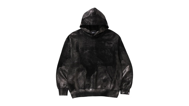BAPE Coated Emboss Logo Relaxed Fit Pullover Hoodie Black