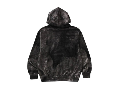 BAPE Coatted Emboss Logo Relaxed Fit Pullover Hoodie Black
