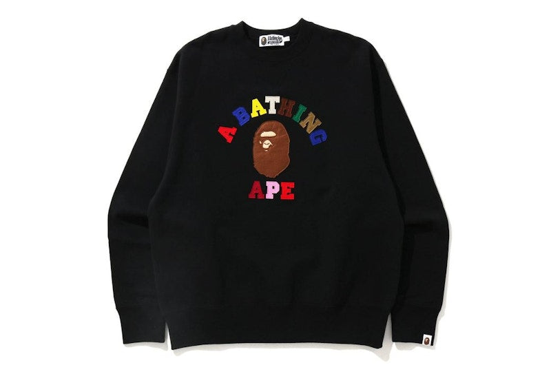 BAPE College Applique Relaxed Fit Crewneck Black