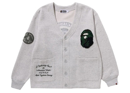 BAPE College Badges Sweat Cardigan Gray