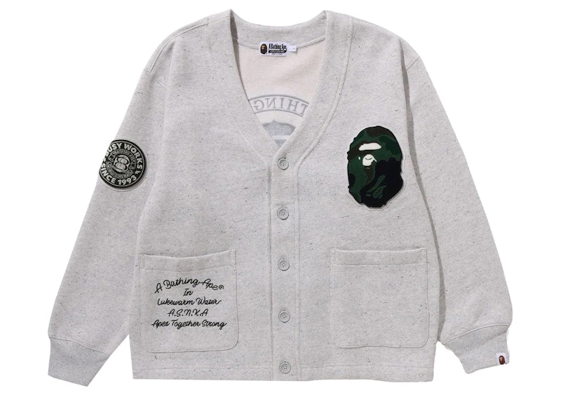 BAPE College Badges Sweat Cardigan Gray