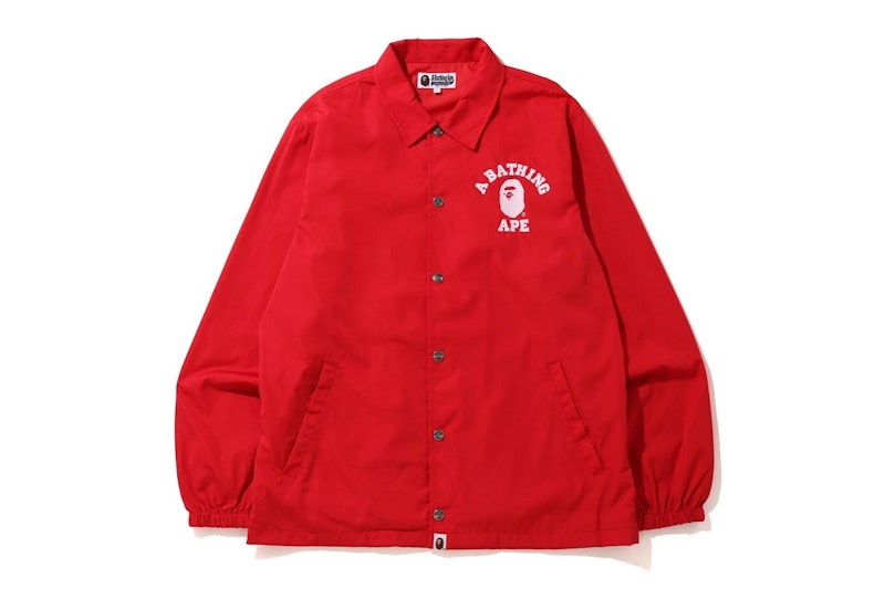 BAPE College Coach Jacket Red