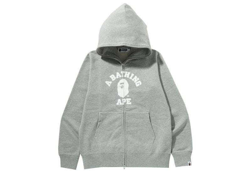 BAPE College Full Zip Hoodie Gray