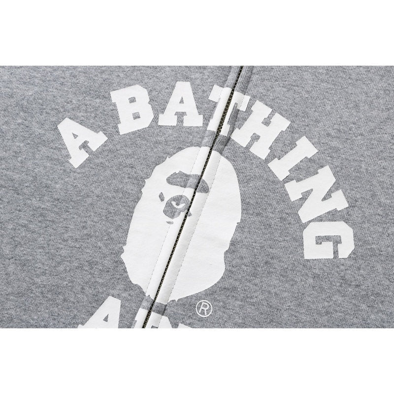 BAPE College Full Zip Hoodie Grey