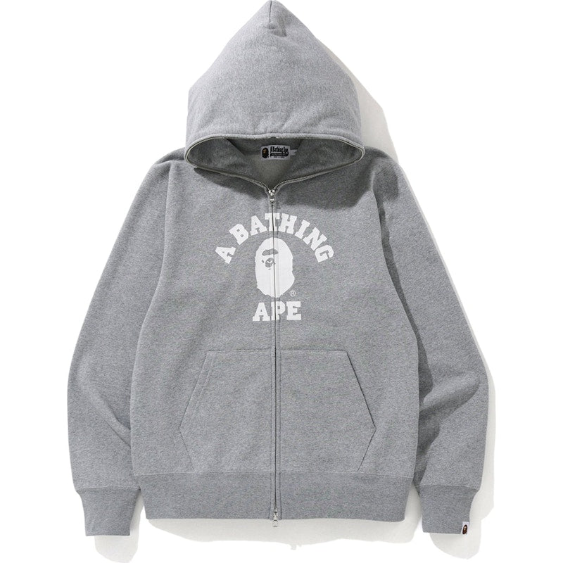 BAPE College Full Zip Hoodie Grey