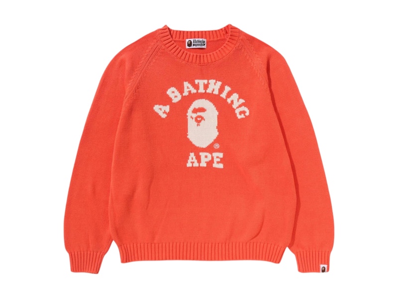 BAPE College Knit Sweater Orange