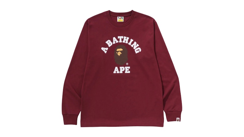 BAPE College L/S Tee (SS25) Burgundy