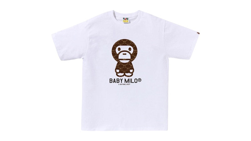 BAPE College Monogram Baby Milo Tee White/Brown