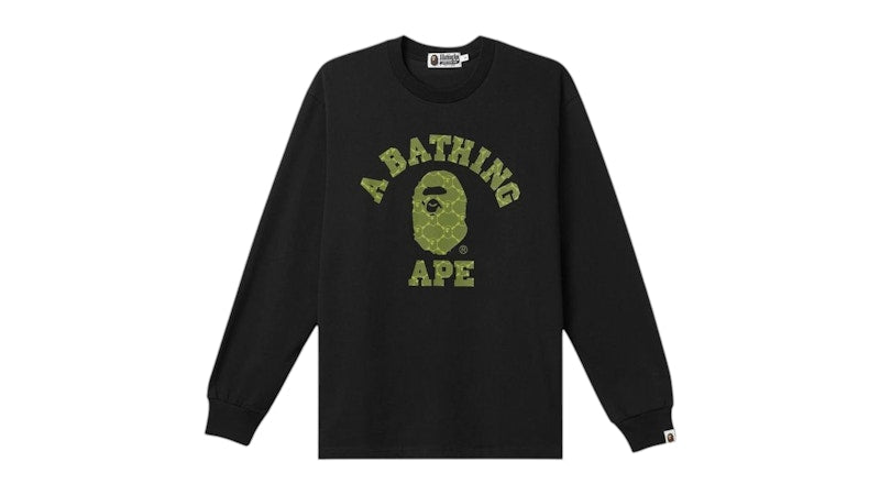 BAPE College Monogram College Relaxed Fit L/S Tee Black
