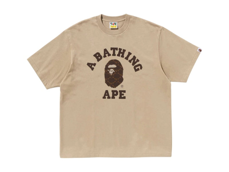 BAPE College Monogram College Relaxed Fit Tee Beige