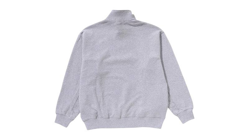BAPE College Monogram Logo Half Zip Relax Fit Crewneck Sweatshirt Gray