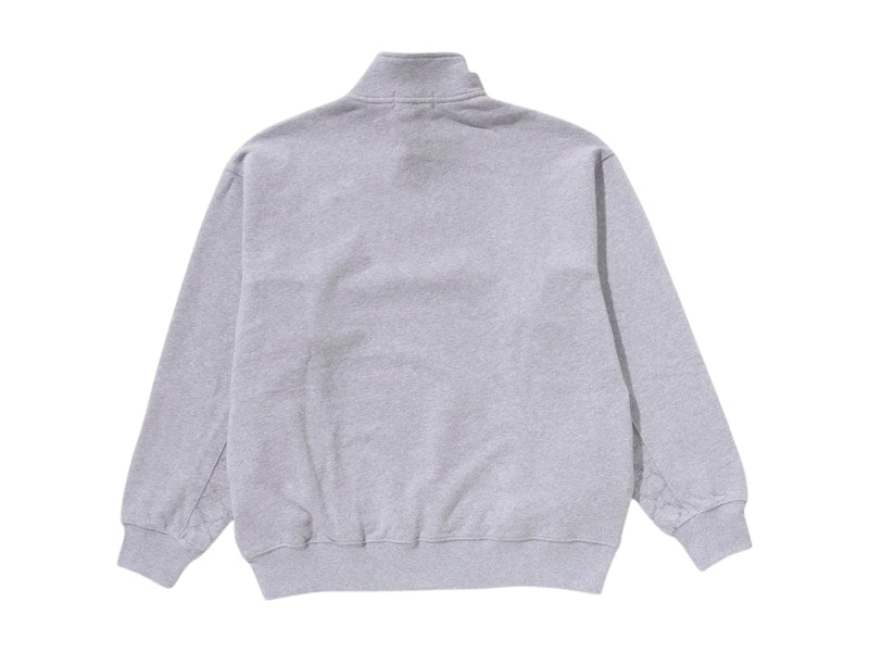 BAPE College Monogram Logo Half Zip Relax Fit Crewneck Sweatshirt Grey