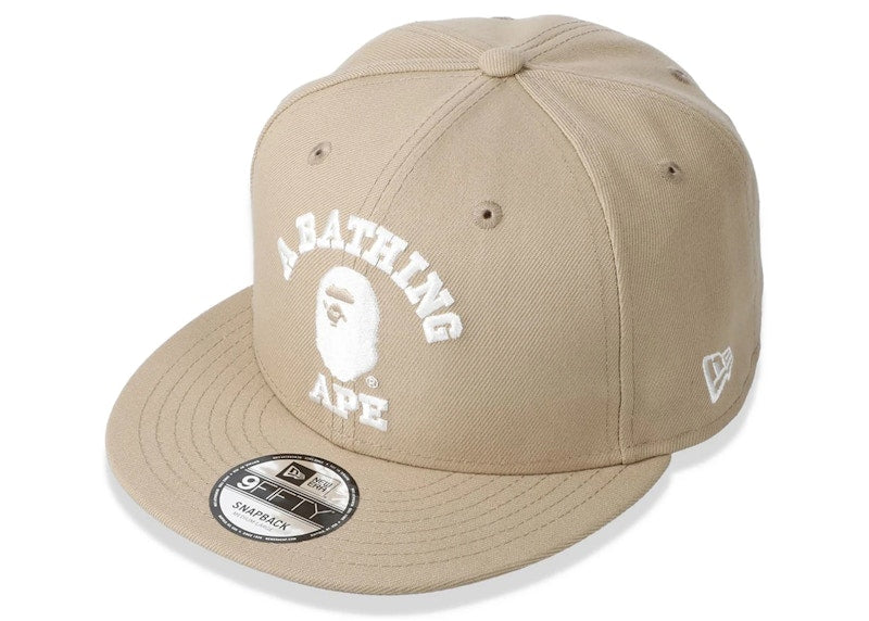 BAPE College New Era Snapback Hat Beige