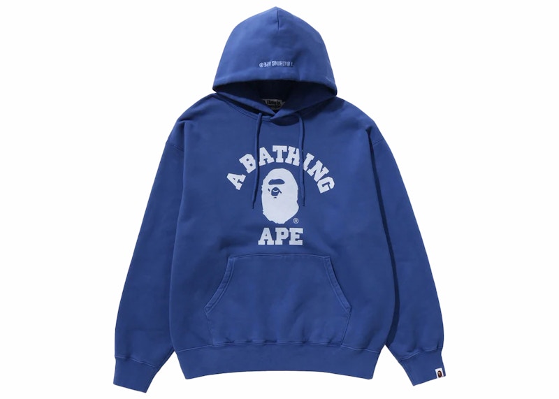 BAPE College Overdye Pullover Hoodie Blue