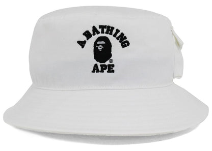 BAPE College Pocket Bucket Hat White