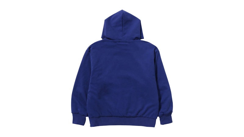 BAPE College Puffy Relaxed Fit Pullover Hoodie Blue