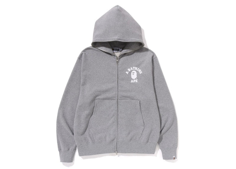 BAPE College Relaxed Fit Full Zip Hoodie (SS23) Grey
