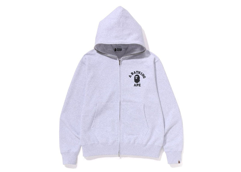BAPE College Relaxed Fit Full Zip Hoodie (SS23) Light Grey