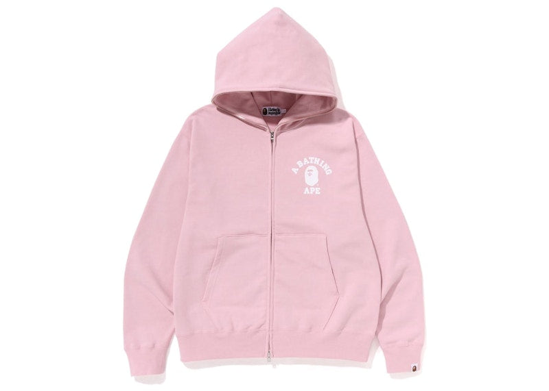 BAPE College Relaxed Fit Full Zip Hoodie (SS23) Pink