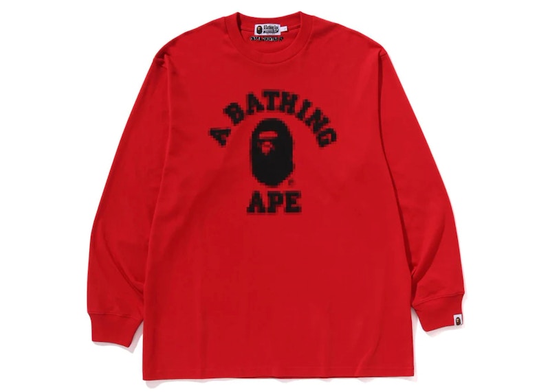 BAPE College Relaxed Fit L/S Tee Red