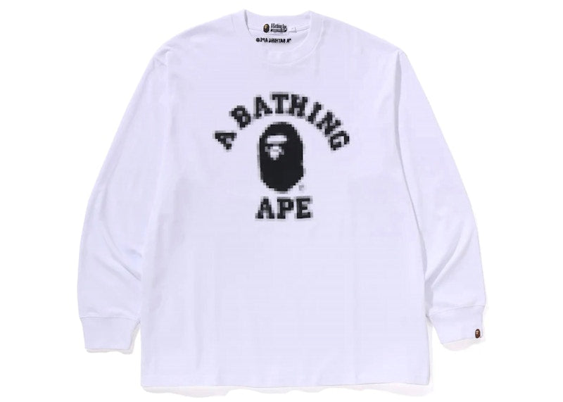 BAPE College Relaxed Fit L/S Tee White