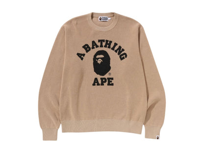 BAPE College Waffle Crewneck Sweater Beige